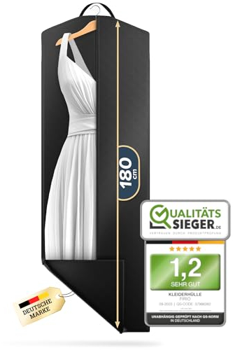 FiRiO® 1 x Premium Kleidersack lang 180 cm - Faltbarer Kleidersack für Brautkleider, Hochzeitskleider, lange Kleider & Mäntel - Atmungsaktive Kleiderschutzhülle mit Tragegriff für Reise & Aufbewahrung