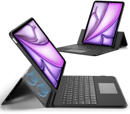 ESR iPad Air 13 Inch Case Keyboard (M3/M2, 2025/2024), Protective Case with Trackpad, Magnetic Detachable Keyboard with Backlit Keys, Fully Adjustable Portrait/Landscape Stand, Ascend Series, Black