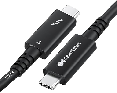 Cable Matters [Certifié Intel] Câble actif Thunderbolt 4 40Gbps 2m avec 240W de charge et vidéo 8K - Entièrement compatible avec USB C/USB-C, USB 4 / USB4, et Thunderbolt 3