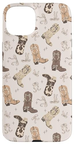 Brown Cowboy Boots & Bows, Coquette Cowgirl Case for iPhone 15 Plus