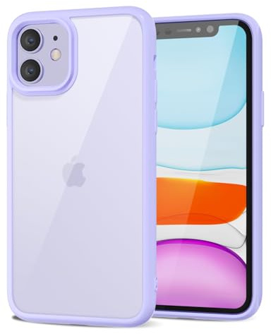 LoeoeL for iPhone 11 Case Clear, Transparent Hybrid 11 Phone Case [Hard Plastic & Soft Silicone Bumper] Acrylic Non Yellowing Thin Slim Protective Cover for Women, Purple Lavender