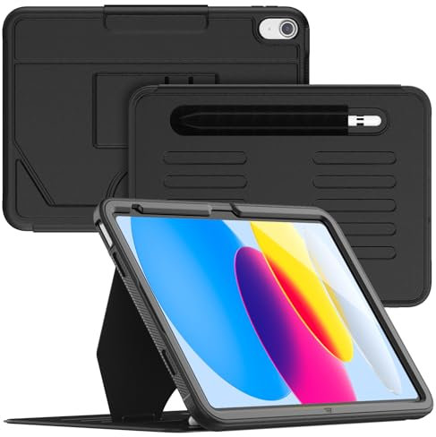 SEYMCY Case for iPad (A16) 11th Generation 11 Inch 2025/iPad 10th Generation 10.9 Inch 2022, Leather Smart Cover with 5-angle Magnetic Stand, Auto Sleep/Wake, Pencil Holder, Card Slots, Black