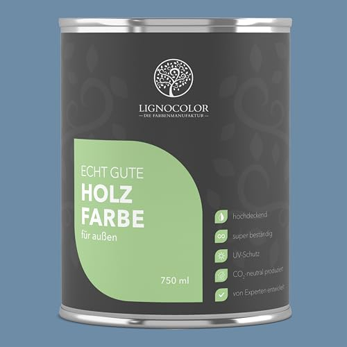 Lignocolor Holzfarbe Außen matt | wetterfeste Farbe für den Außenbereich (Taubenblau matt, 2,5L) | hochdeckend & hochbeständig