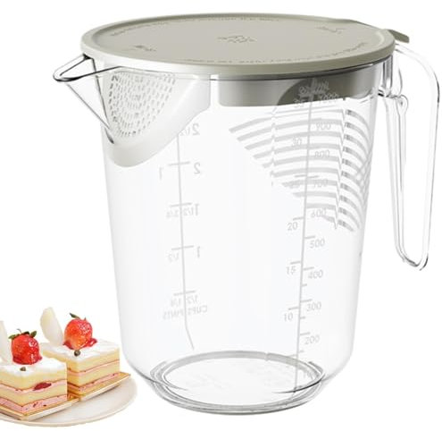 Juego de tazas medidoras de vidrio de 1/2 pieza, esenciales de cocina, tazas medidoras líquidas de vidrio templado, jarras para hornear con asas y escalas, juego de vasos de sin BPA,