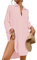 Tanmolo Damen Strandkleid Bikini Cover Up Sommer Strandbluse Strandhemd V-Ausschnitt Strandponcho Bademode Strand Vertuschen Shirt (Hellrosa,3XL)