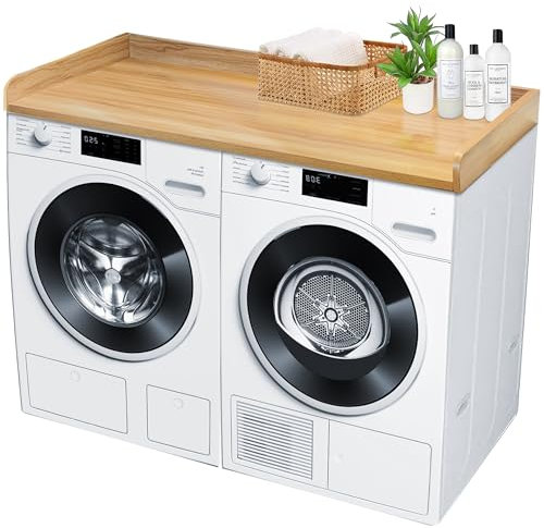 Royxen Encimera de madera maciza, encimera para todas las lavadoras y secadoras de carga frontal, espacio adicional para lavandería, roble