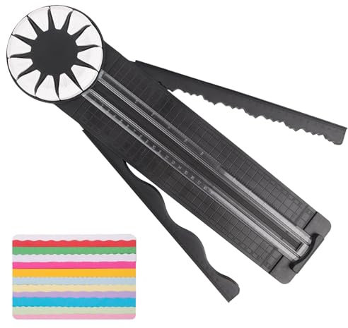 Papierschneider, Wellenkantenschneider, dekoratives Papierschneidewerkzeug, 12-in-1 multifunktionale Papierbastelmaschine, Papierschneidemaschine für Verpackungen und Scrapbooking, 46,8 x 12,3 x 3,2