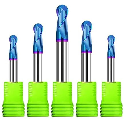 2 Flöten HRC65 Schaftfräser Kugelfräser CNC-Fräser Blau Nanobeschichteter Hartmetallfräser for Metallwerkzeuge(Size:1PCS,Color:R4x8Dx100)
