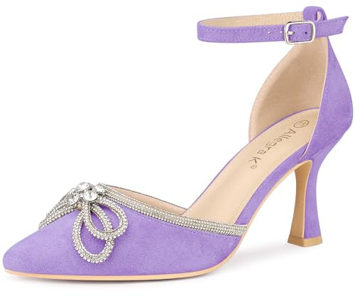 Allegra K Sandali da donna con tacco a spillo e cinturino alla caviglia con strass, Viola, 41 EU