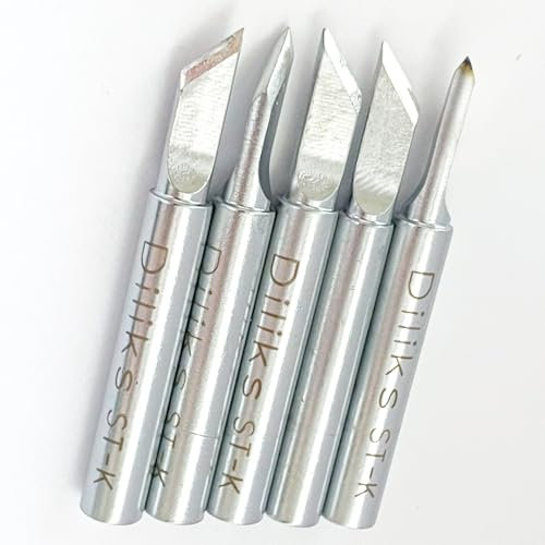 ST-K Soldering Iron Tips 5pcs Set, Knife tip, For Weller ST Series Tip Replace Weller ST7 WLC100, 2.0mm/45° R5.0mm x 16.5mm