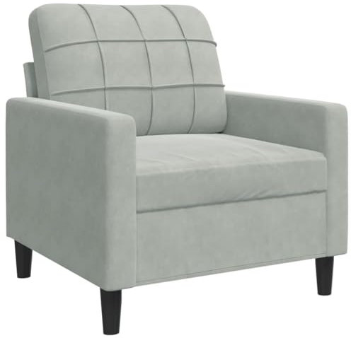 vidaXL Sessel, Relaxsessel Sofa für Wohnzimmer, Loungesessel Polstersessel Metallgestell, Fernsehsessel Ruhesessel Clubsessel, Hellgrau Samt