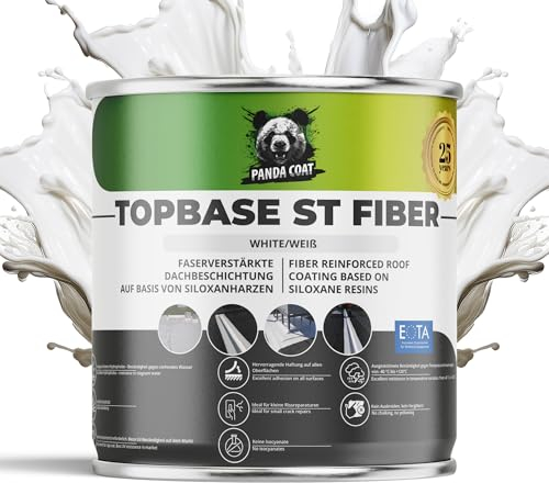 PandaCoat TopBase ST Fiber (1 kg) – Flüssigkunststoff Dichtmittel für Dachfläche mit Glasfasern – Dachflächen, Schornsteine, Fugen, Wohnwagen, Betonplatten, Flächendichtung, Wasserdicht & UV-beständig