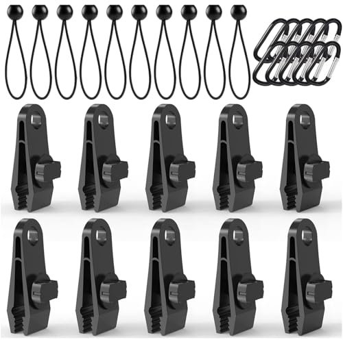 30 Pcs Clip de Bâche Tente Attache Bache Piscine Clip Bache Résistants avec Tendeur Elastique Clip de Tente Attache bache Adaptés au Camping, à La Voile, à L'Aventure ou au Pique-Nique, etc