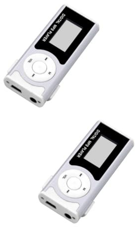 Hoement 2 Pièces Mini-Lecteur mp3 Pile Rechargeable Batterie au Rechargeable Silver