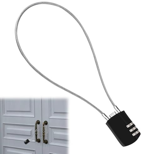 HANIUTTY Noir Serrure à Combinaison à Câble Métallique, Cadenas à Code Numérique Avec Câble en Acier de 41 cm, Sécurité et Antivol Cadenas à Combinaison Adapté aux Vélos, Motos et Bagages