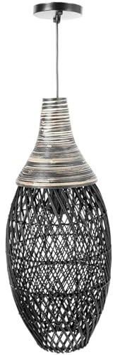 VIVANNO Deckenlampe Deckenleuchte Rattan CALANTE 25x60 cm schwarz bambus