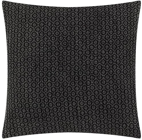Yard Tryfan Textured Cotton Feather Rich Cushion - Black - 50x50cm