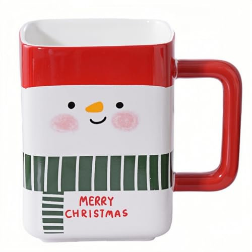 HUMOCHUSON Tasse En Porcelaine Tasse De Noël Carrée En Céramique De 400 Ml Avec Motif Dessin Animé