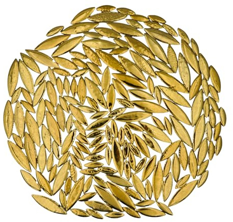 Yuvori Piastrelle per mosaico in ceramica a forma di foglia, dimensioni miste, decorazione fai da te per bagno, soggiorno, cucina, giardino, 0,5 kg, colore: oro