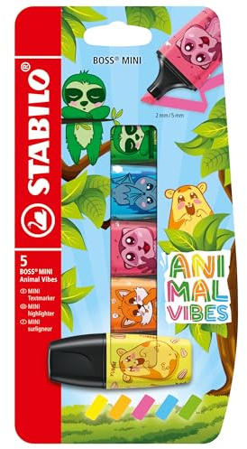 STABILO - Textmarker - BOSS MINI Animal Vibes | 5er Pack, 5 Farben