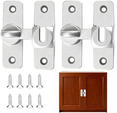 Barn Door Lock, 90/180 Sliding Door Lock, 2 Pcs Silver Sliding Doors Latch, Suitable for Bathrooms, Bedrooms, Cupboards, Barn Doors, Windows and Other Indoor Locations (Silver)