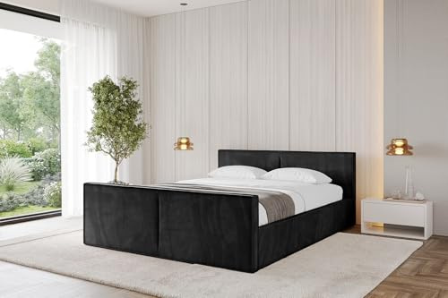 ALTDECOR Polsterbett mit Bettkasten und Lattenrost, Bett mit Kopfteil, Boxbett ohne Matratze, Doppelbett mit Stauraum - EMMI-Z-v1-180x200 Schwarz Casablanca