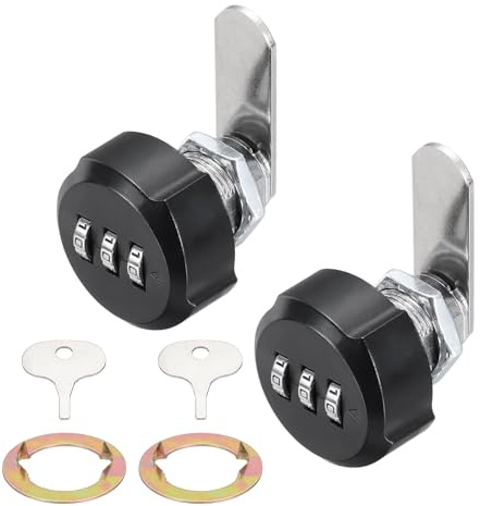 PATIKIL 2PCS Serrure À Combinaison Pour Armoire, 3/4 Pouce 3 Chiffres Sans Clé Serrures Métalliques À Tête Fleur De Prunier Pour Armoire De Cuisine Placard Porte En Bois, Noir
