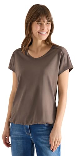 Cecil T-Shirt mit V-Neck und Spitzendetail urban Taupe M