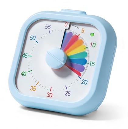 Minuteur Visuel Arcenciel, Compte à Rebours de 60 Minutes | Fonctionnement Silencieux avec Alarme optionnelle | Idéal pour la Classe, l'étude, Cuisine Télétravail et la Gestion du Temps Bleu