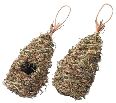 SUPVOX 2 Stück-Pack Handgewebte Vogelhäuser aus Naturgras Wetterfeste Hängende Vogelnester für Garten und Terrasse Vogelhaus Schlafplatz für Spatzen Kolibris und Singvögel