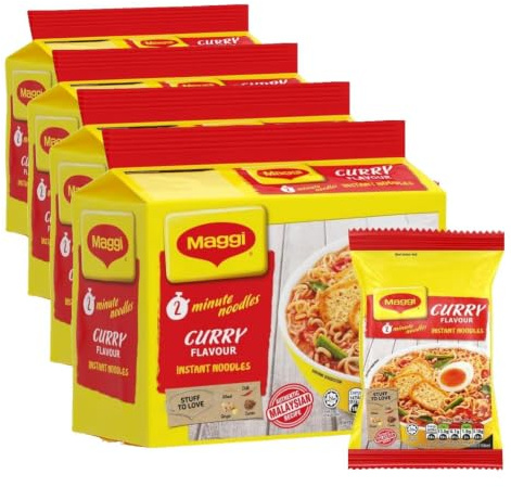 Maggi Curry Flavour Instant Noodles Multipack 5 x 79g (Pack of 4)