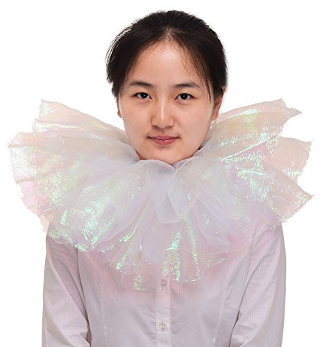 BLESSUME Collier gothique victorien pailleté à volants Unisexe (Blanc 1)