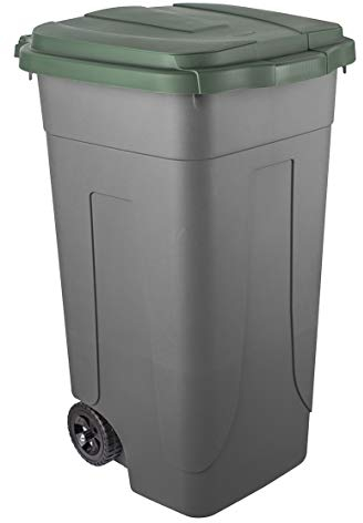Mobil Plastic - Poubelle pour tri sélectif 80 L avec roues, fond gris et couvercle vert