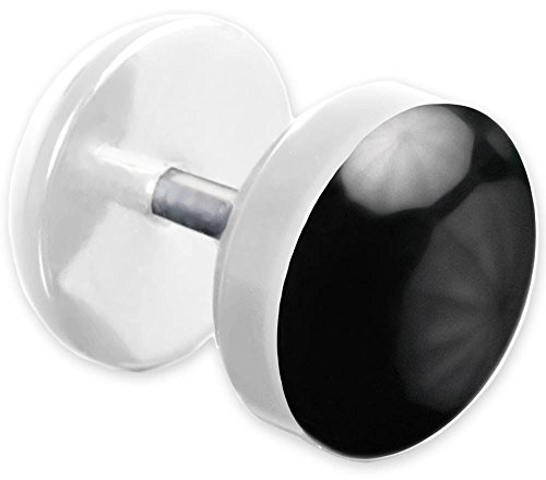 viva-adorno 1 Stück Fake Plug Ohrstecker Edelstahl Acryl weiß mit farbig emaillierter Front Z465