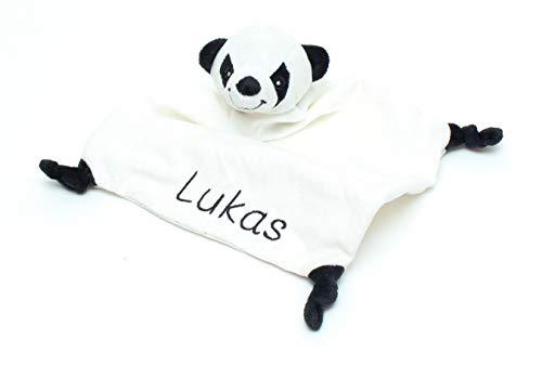 Steffi's Nähkiste Schnuffeltuch Panda mit Namen bestickt