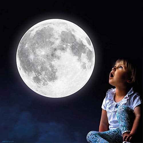 Wandtattoo Loft Leuchtaufkleber Kinderzimmer Mond Motiv, Selbstklebende und Fluoreszierende Aufkleber, Nachthimmel, Leuchtender Mond Aufkleber, Leuchtesterne Wand, Kinderzimmer Leuchtaufkleber