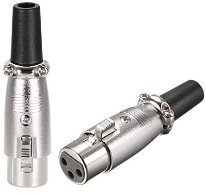 sourcing map 2pcs 3-Pin XLR Female Connector Adapter,Microphone Mic Cable Plug Connector,Mic Audio Socket,Silver Tone