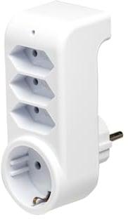Multistecker Adapterstecker Schutzkontakt mit Überspannungsschutz Verteiler Mehrfachstecker (4-Fach 1 Schuko and 3 Euro)