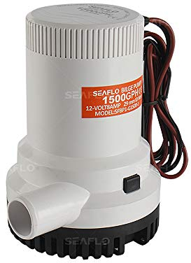 BTK Bomba de sentina Seaflo 1500 GPH de 12 V eléctrica de inmersión con filtro extraíble para barco, caravana, jardín, piscina, piscina