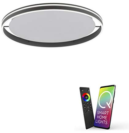 Paul Neuhaus Q-VITO LED Deckenleuchte, Works with Alexa - Smart Home, Fernbedienung CCT warmweiß – kaltweiß (79,4cm Anthrazit)