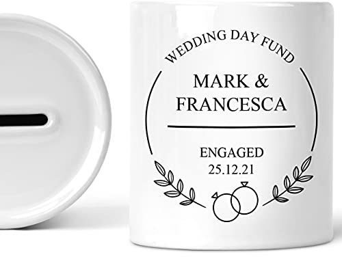 Personalised Wedding Fund Money Box, Custom Engagement Gift For Couples, New Fiancé Gift, Wedding Savings Jar, Wedding Piggy Bank, Wedding Fund Money Pot
