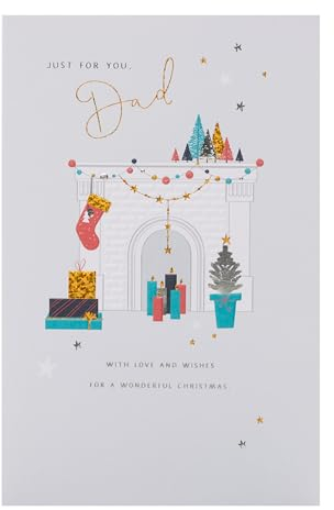 UK Greetings Weihnachtskarte für Väter – verziertes Kaminmotiv