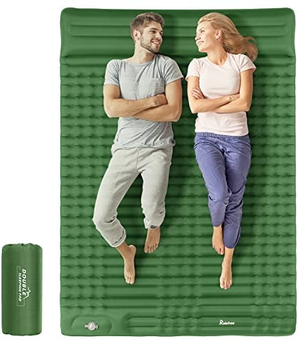 Relefree Isomatte Outdoor 2 Personen 140x200 cm Ultra-Größen Aufblasbare mit Fußpresse - Doppel Luftmatratze Verbesserte Camping Wasserdicht - Schlafmatte für Outdoor Wandern Backpacking