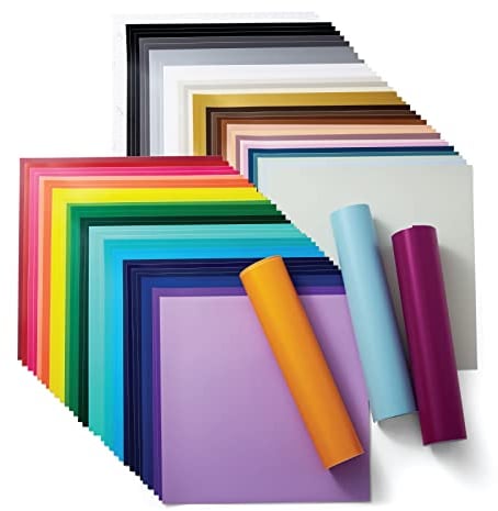 Cricut Abnehmbares Vinyl, ultimativ, 30,5 cm x 30,5 cm, 65 x selbstklebendes Vinyl, 5 x Transferband, zur Verwendung mit allen Cricut-Schneidemaschinen, Vielfalt