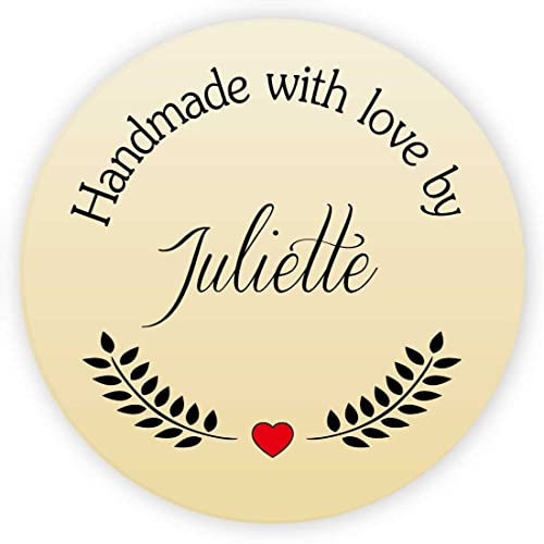 MameArt 50stk Aufkleber Personalisiert Hochzeit Handmade with Love, 4cm Sticker Gelee Stauaufkleber Taufe Kommunion Geburtstag Feste Geschenke Präsente (DE08)