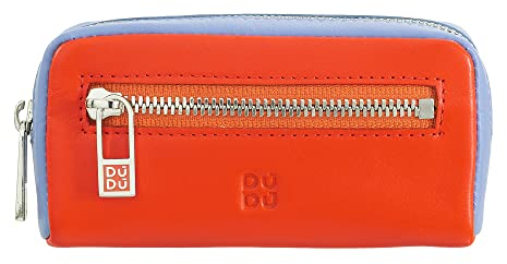 DUDU Bunte Unisex Schlüsseltasche in echtem Kalbsleder Orange