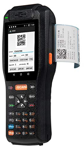 BOSUGE Mobiles Android 6.0-Handterminal mit 58-mm-Belegdrucker, integriertem 2D-QR-Code-Scanner/Kamera/NFC/WiFi/Bluetooth4.0/GPS/3G, für Supermarktlager