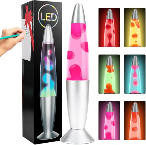CELLUSTOP Lavalampe Rakete Lavalampe Magma Lava Lampe inklusive Ersatzglühbirne Glas robust 20 Watt 35 cm rot