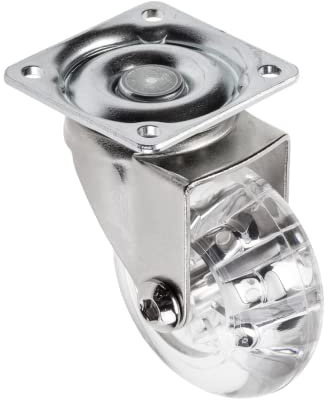 GTV - Möbelrolle BRAZYLIA ohne Feststeller - Lenkrollen für Möbel - Stahl/PC/PU - Durchmesser 75 mm - Schwenkräder 360 Grad - Gesamtlast pro Rolle 64 kg - durchsichtig