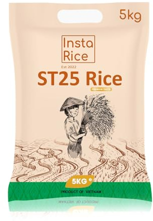 Insta Rice ST25 Premium Vietnamese Jasmine Rice 5kg - Great Taste 2024 Winner - Fragrant, Soft and Fluffy Long-Grain Rice for Asian, Thai and Everyday Cooking